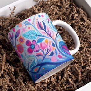 Handmade Blue Paisley Coffee Mug | New 15oz Sublimated Coffee Mug